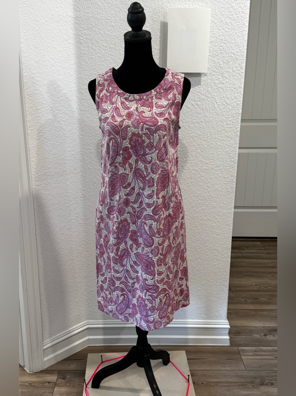 JJill Sleeveless Pink Paisley Cotton Shift Dress, Size S
